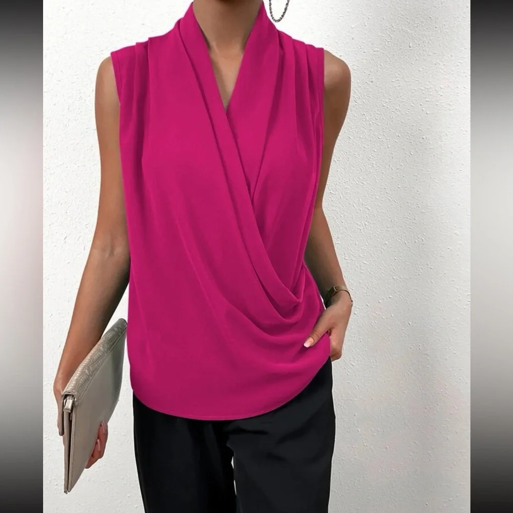 Luxe wrap hem surplice blouse - Picture 14 of 16